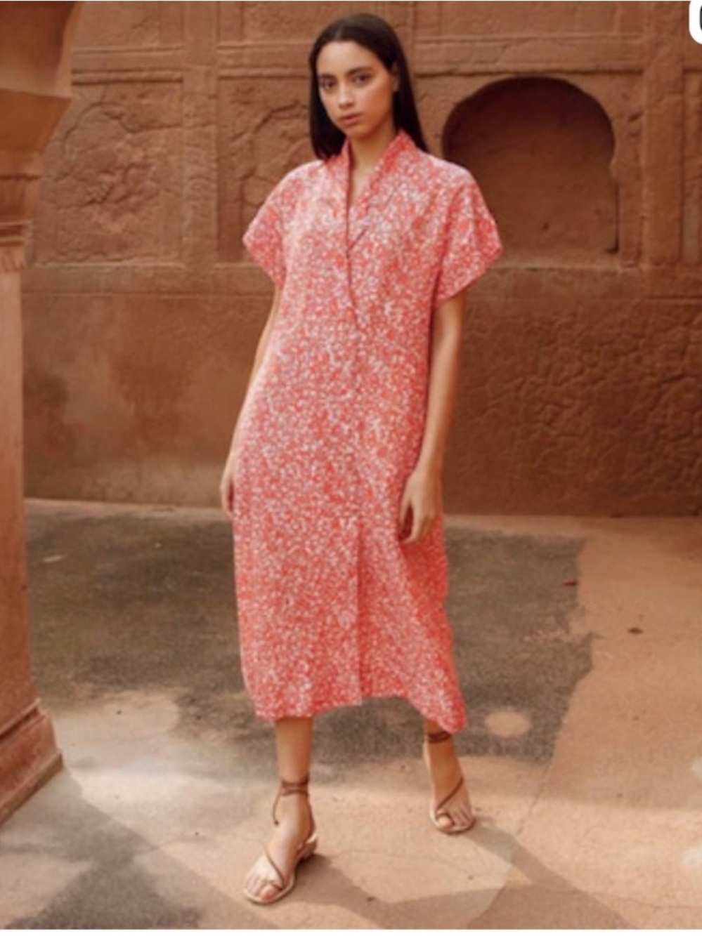 Women's Mirth Floral Midi Dress with V-Neck